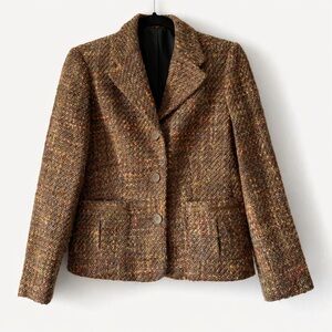 Vintage Liz Claiborne Brown Tweed Blazer Jacket Size 8